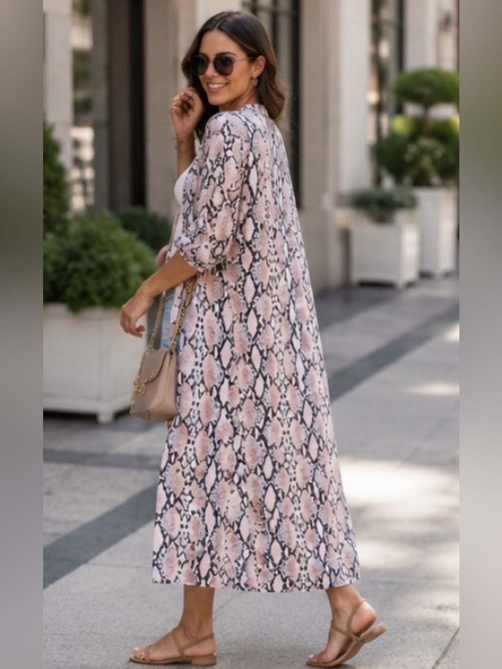 Pink Snakeprint Opened Kimono / Cardigan / Duste - Picture 4 of 8